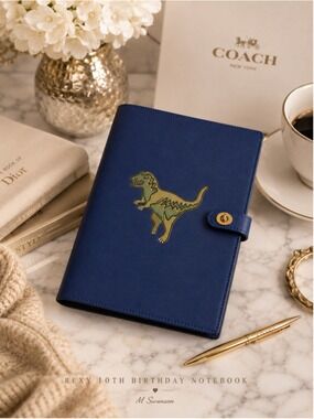 NEW Rexy 10th Birthday Blue Leather Notebook NIB